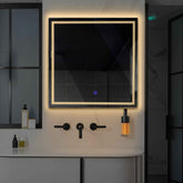 Specchio LED Quadrato | Pulsante touch | Luce bianca calda - Reyze Serie Minimal Modello 1